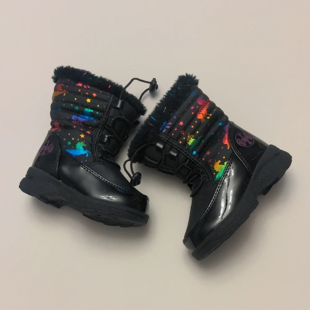 Totes Colorful Star Unicorn Pattern Winter Boots Toddler size 5